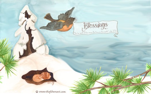 Winter desktop watercolor